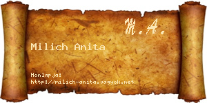 Milich Anita névjegykártya